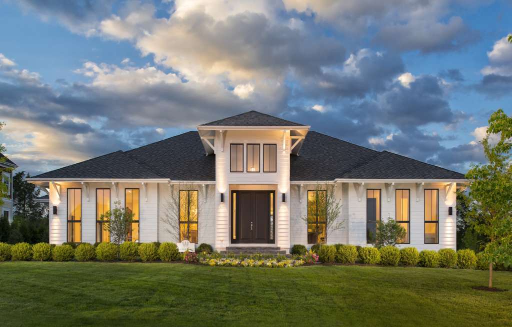 Modern Ranch Home Design with Elevated Entry Foyer