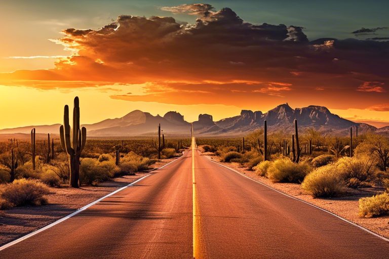 The Great State of Arizona - Wide Open Road with Mountains